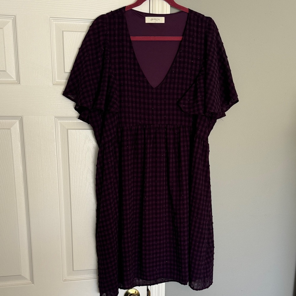 Universal Thread Deep Purple Checkered Long Sleev… - image 2